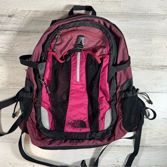 The North Face Recon Pink Black Backpack Outdoor Travel Hiking School (2) - Picture 2 of 6